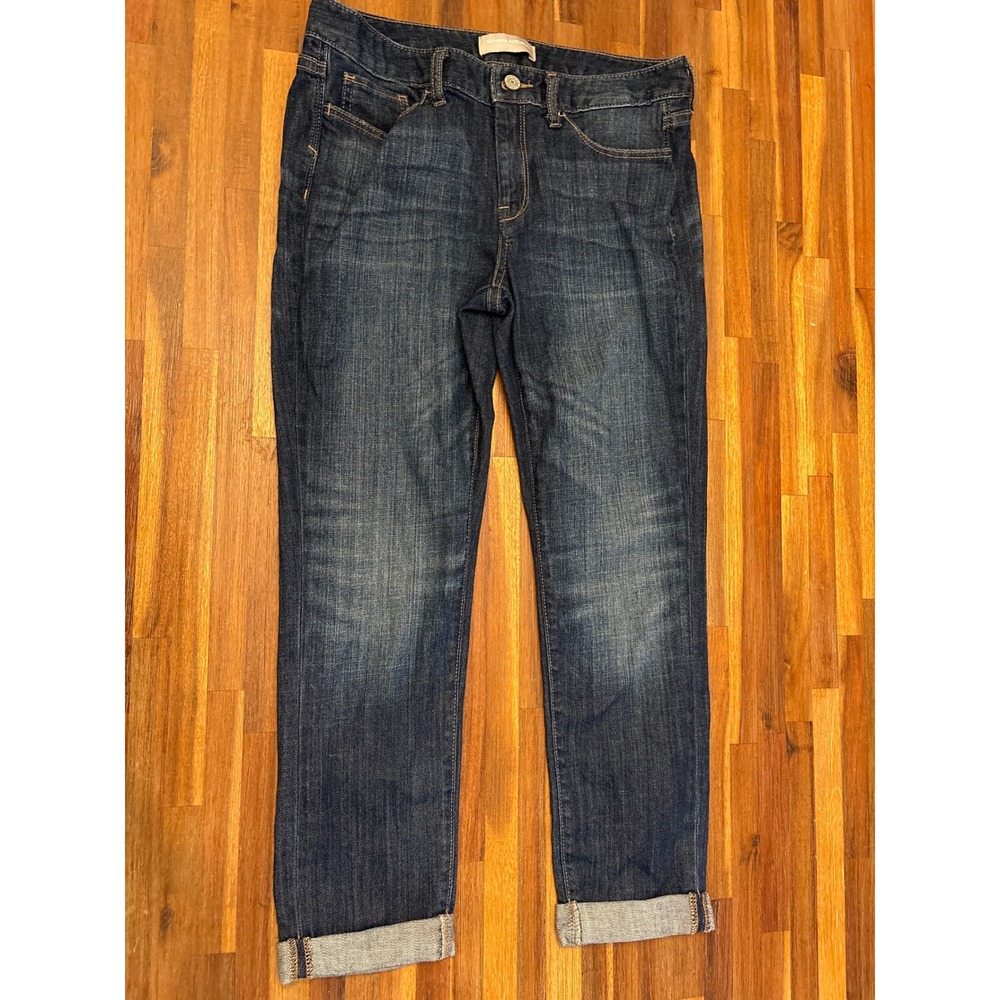 Banana Republic Boyfriend Jeans Womens 28/6 Dark Blue Excellent Cuffed Denim